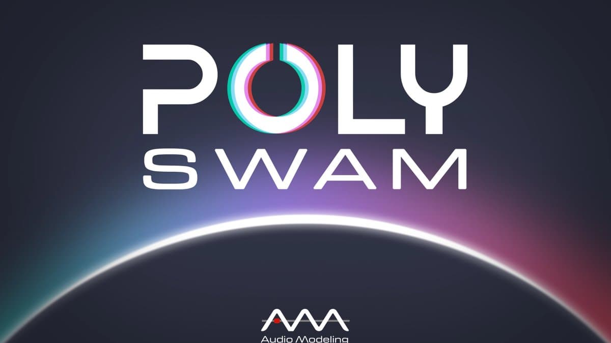 Audio Modeling PolySWAM key art with the PolySWAM logo over a glowing horizon